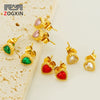 316L Stainless Steel 18K Inlaid Zircon Heart Shape Women's Earrings