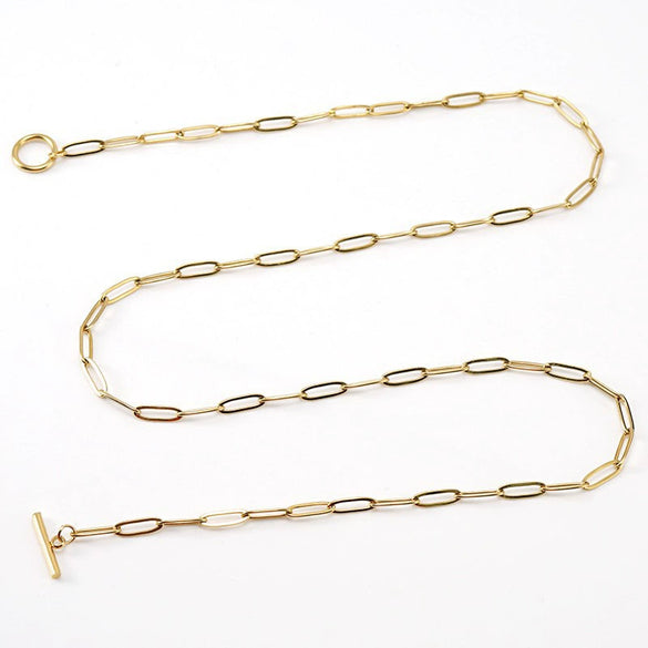 Stainless Steel 18K Paperclip Chain Jewelry Necklace With Electroplating Treatment