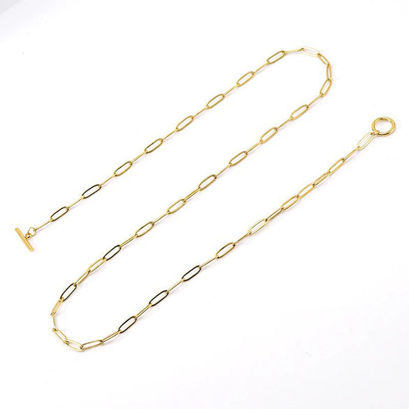 Stainless Steel 18K Paperclip Chain Jewelry Necklace With Electroplating Treatment