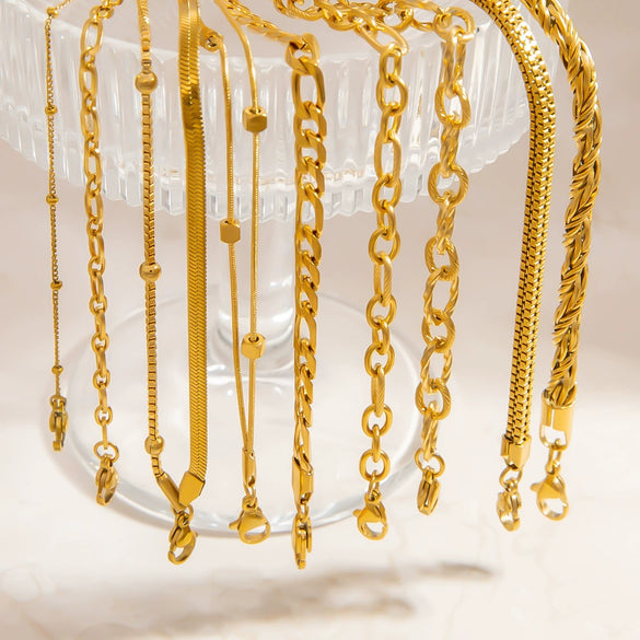 Stainless Steel 18K Real Gold Plated Women's Geometric Style Bracelet
