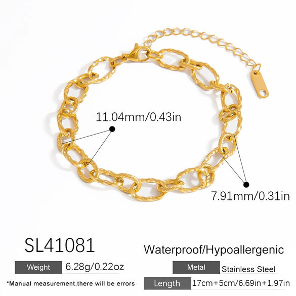 Stainless Steel 18K Real Gold Plated Women's Geometric Style Bracelet
