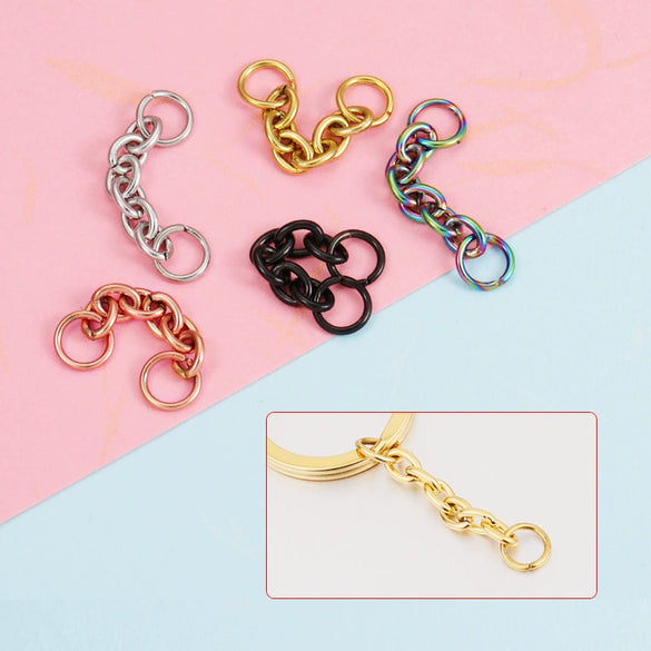 Stainless Steel Key Ring Connector Jewelry Accessories Electroplating Cross Double Hanging Ring