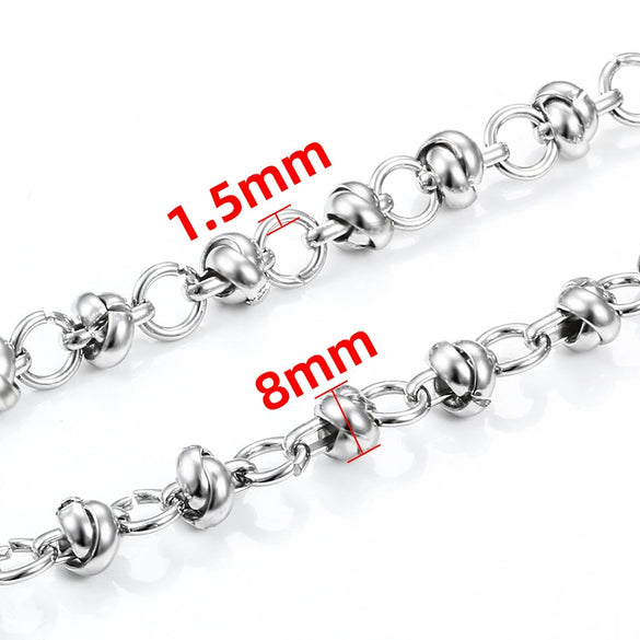 Stainless Steel Knotted Cross Pearl Chain Jewelry Accessories With Electrolysis Process