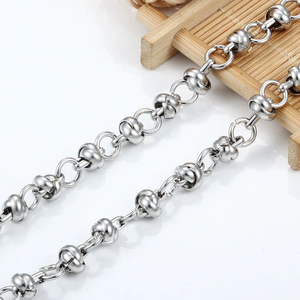 Stainless Steel Knotted Cross Pearl Chain Jewelry Accessories With Electrolysis Process