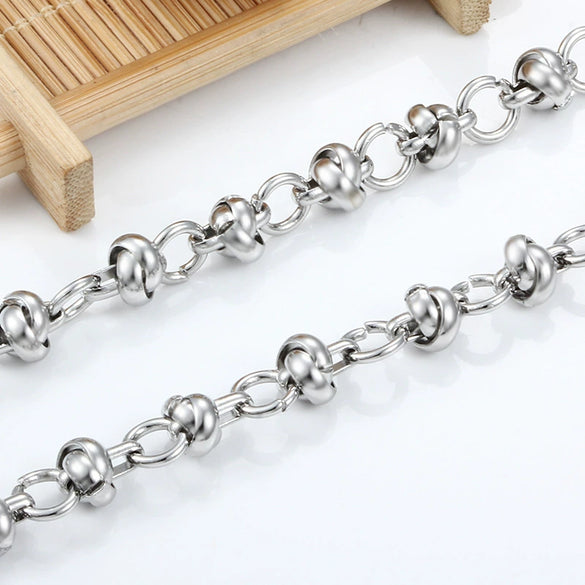 Stainless Steel Knotted Cross Pearl Chain Jewelry Accessories With Electrolysis Process