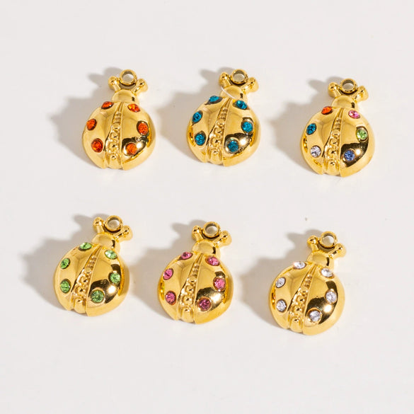 Stainless Steel Ladybug Jewelry Pendant With Electroplating Process And Zircon