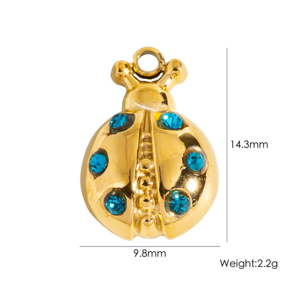 Stainless Steel Ladybug Jewelry Pendant With Electroplating Process And Zircon