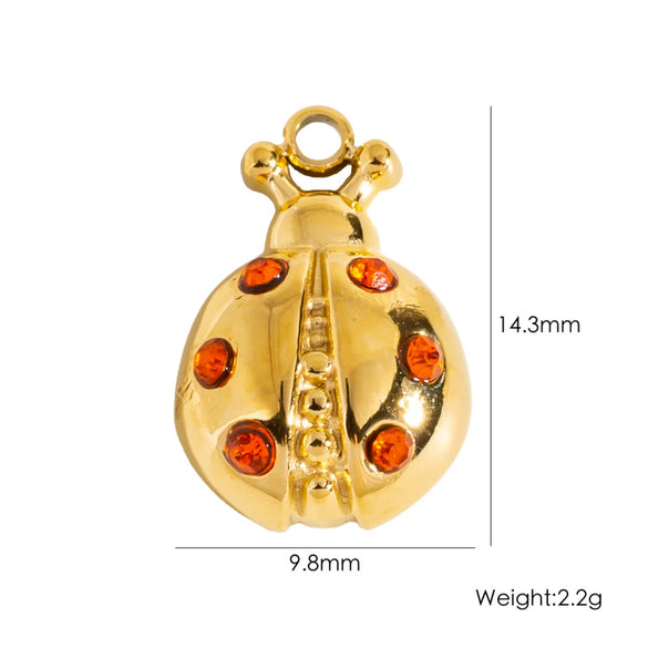 Stainless Steel Ladybug Jewelry Pendant With Electroplating Process And Zircon