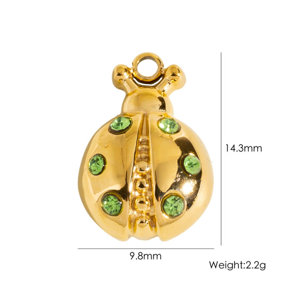 Stainless Steel Ladybug Jewelry Pendant With Electroplating Process And Zircon