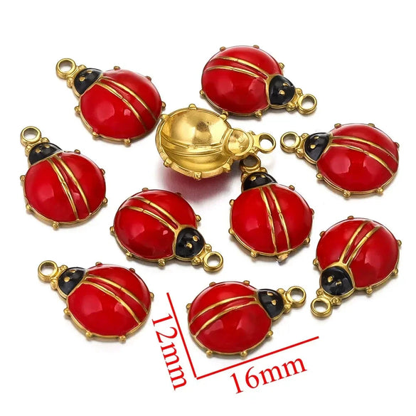Stainless Steel Ladybug Pendant Jewelry Accessories With Dripping Oil Treatment