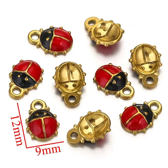 Stainless Steel Ladybug Pendant Jewelry Accessories With Dripping Oil Treatment