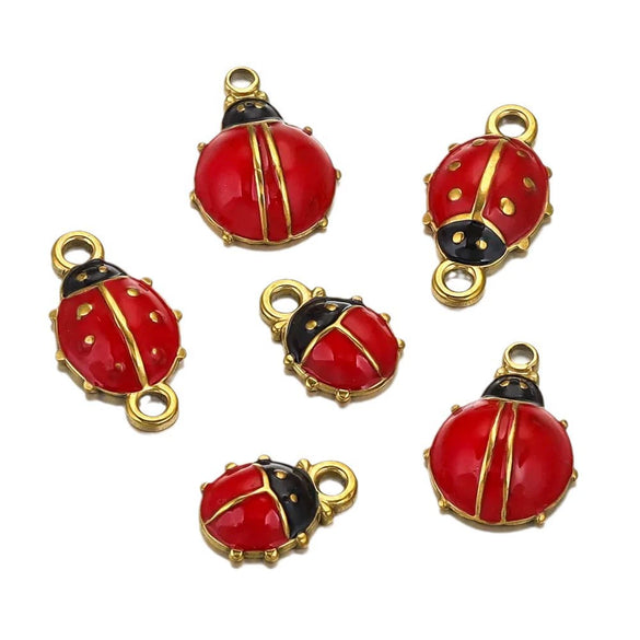Stainless Steel Ladybug Pendant Jewelry Accessories With Dripping Oil Treatment