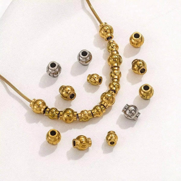 Stainless Steel Lantern Pattern Curved Beads Vacuum Goldplated Diy Handmade Accessories