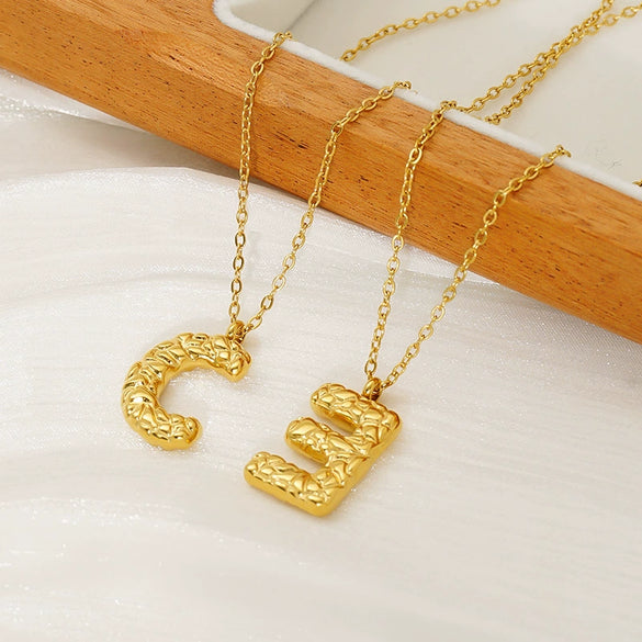 316L Stainless Steel Lava Letter Pendant Necklace For Women Electroplated With Personality Design