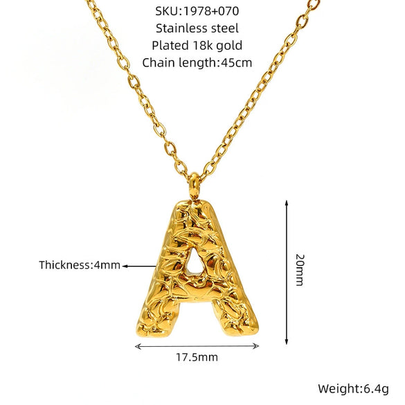 316L Stainless Steel Lava Letter Pendant Necklace For Women Electroplated With Personality Design
