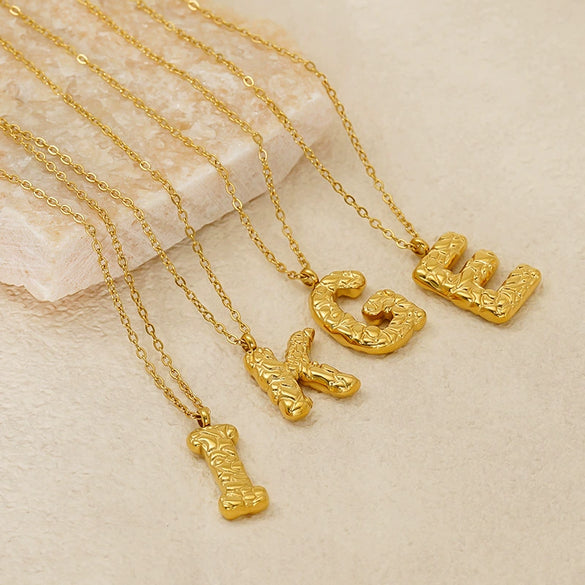 316L Stainless Steel Lava Letter Pendant Necklace For Women Electroplated With Personality Design