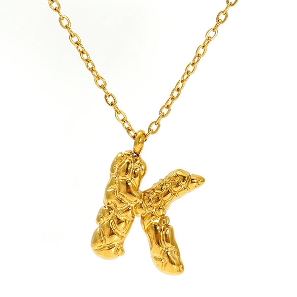 316L Stainless Steel Lava Letter Pendant Necklace For Women Electroplated With Personality Design