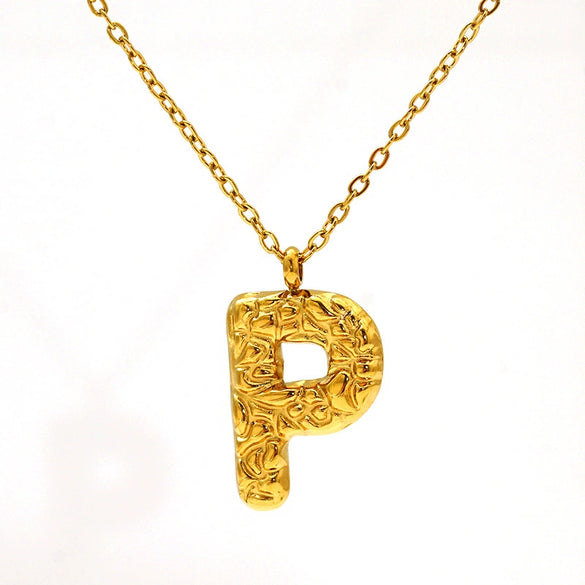 316L Stainless Steel Lava Letter Pendant Necklace For Women Electroplated With Personality Design