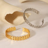 Stainless Steel Leaf Adjustable Open Bracelet For Women Light Luxury Style Electroplated