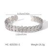 Stainless Steel Leaf Adjustable Open Bracelet For Women Light Luxury Style Electroplated