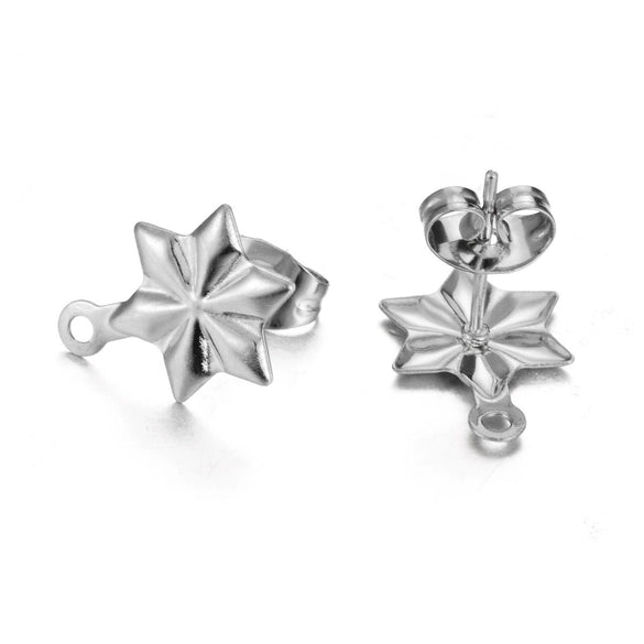 Stainless Steel Leaf Flower Stud Earrings Handmade With Electroplating And Multishape Design