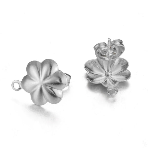 Stainless Steel Leaf Flower Stud Earrings Handmade With Electroplating And Multishape Design