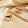Stainless Steel Leaf Ladies Ring With Electroplating And Plants And Flowers Design