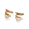 Stainless Steel Leaf Ladies Ring With Electroplating And Plants And Flowers Design