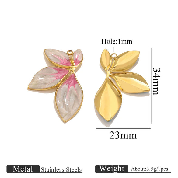 Stainless Steel Leaf Pattern Pendant Jewelry Accessories Electroplated Diy Handmade