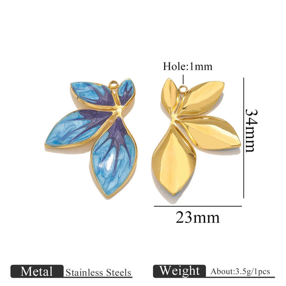 Stainless Steel Leaf Pattern Pendant Jewelry Accessories Electroplated Diy Handmade