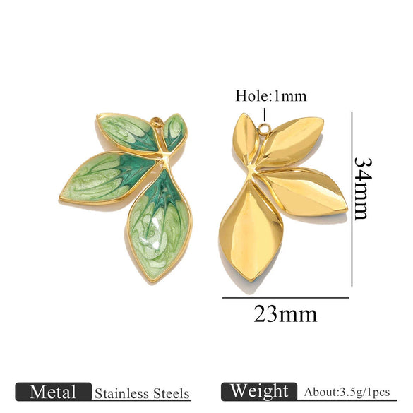 Stainless Steel Leaf Pattern Pendant Jewelry Accessories Electroplated Diy Handmade