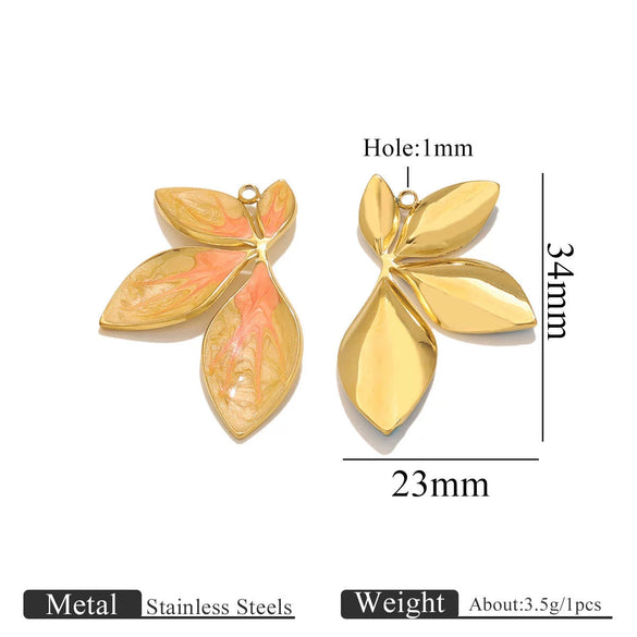 Stainless Steel Leaf Pattern Pendant Jewelry Accessories Electroplated Diy Handmade