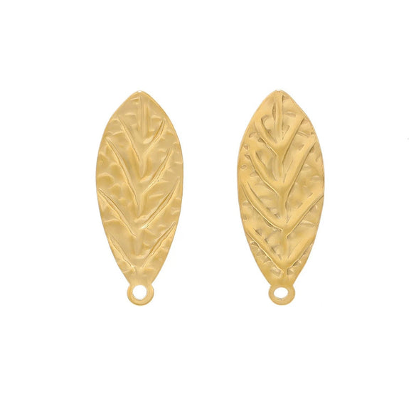 Stainless Steel Leaf Pendant Hip Hop Jewelry Accessories With Electroplating
