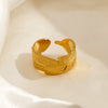 Stainless Steel Leaf Ring Electroplated Hip Hop Retro Style
