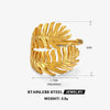 Stainless Steel Leaf Ring For Women Simple Style Real Gold Electroplated