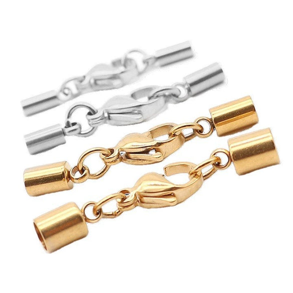 Stainless Steel Leather Rope Jewelry Accessories With Real Gold Plated Lobster Buckle And Hanging Bucket For Diy