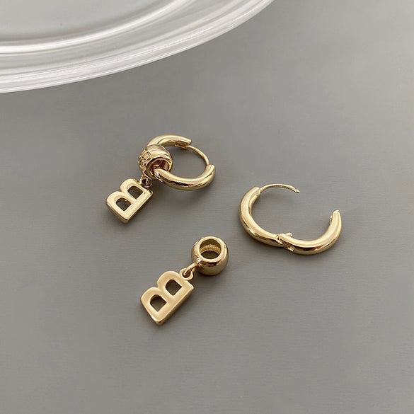 Stainless Steel Letter Earrings With Electroplating For Women