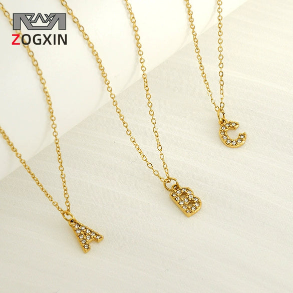 316L Stainless Steel Letter Fashion Necklace Electroplated Cross Chain For Women