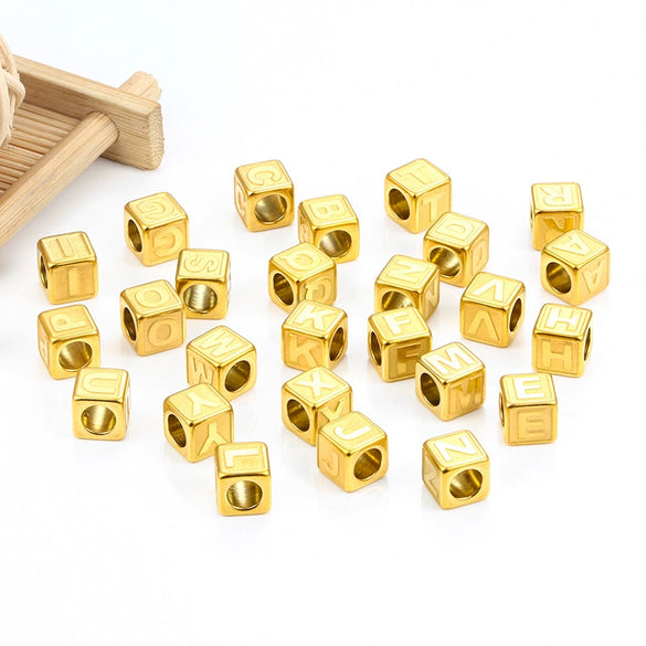 Stainless Steel Letter M Square Beaded Hand Rope Bracelet Jewelry Accessories Electroplated