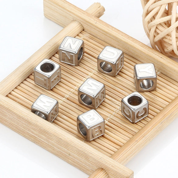Stainless Steel Letter M Square Beaded Hand Rope Bracelet Jewelry Accessories Electroplated