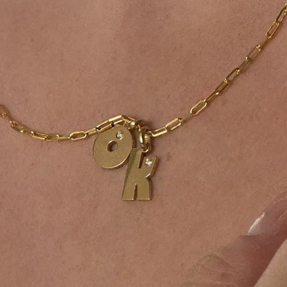 Stainless Steel Letter Necklace Electroplated Minimalist Accessories
