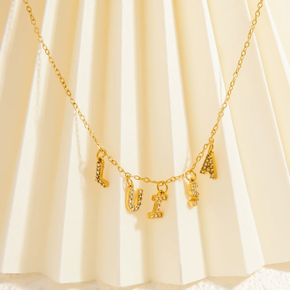 Stainless Steel Letter Pendant 18K Gold Plated Fashion Jewelry Accessories