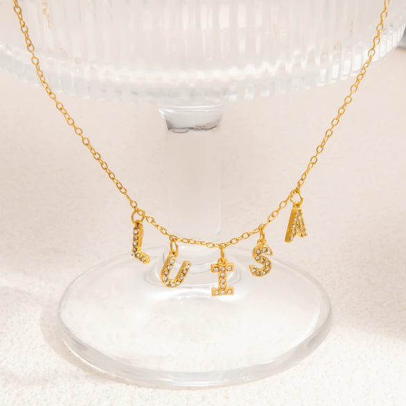 Stainless Steel Letter Pendant 18K Gold Plated Fashion Jewelry Accessories