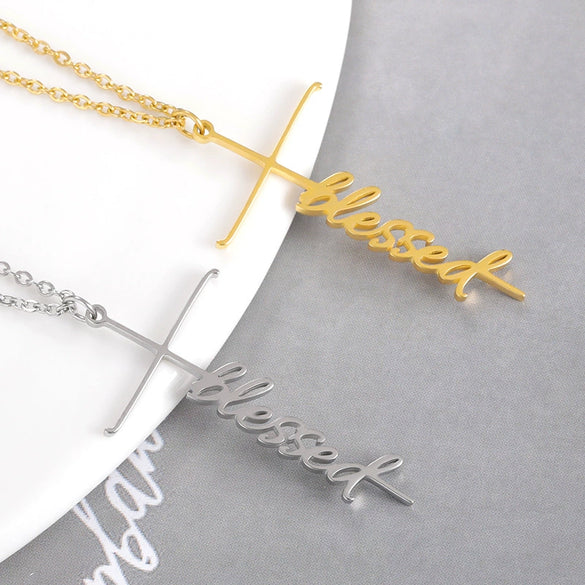 Stainless Steel Letter Pendant Necklace Electroplated For Men And Women