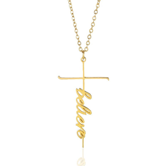 Stainless Steel Letter Pendant Necklace Electroplated For Men And Women