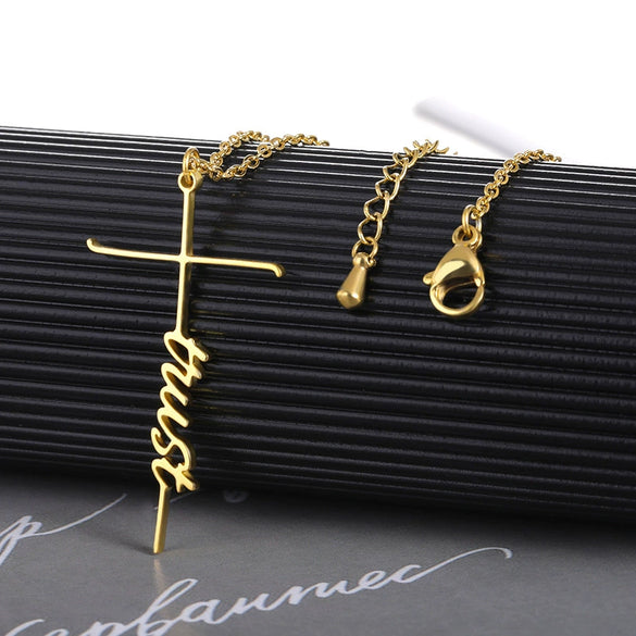 Stainless Steel Letter Pendant Necklace Electroplated For Men And Women