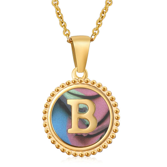 316L Stainless Steel Letter Pendant Necklace Jewelry