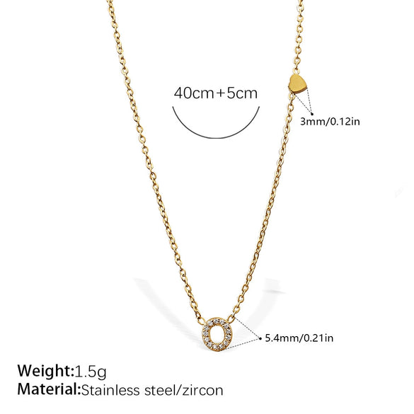 316L Stainless Steel Letter Pendant Necklace Plated With 18K Gold Inlaid With Zircon Fashion Women's Necklace