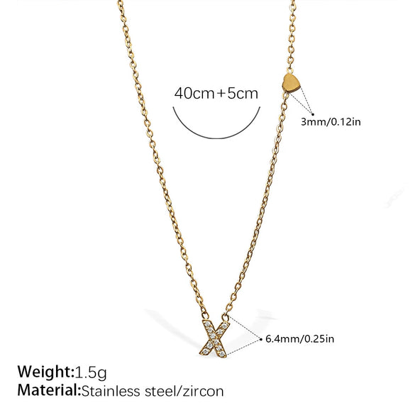 316L Stainless Steel Letter Pendant Necklace Plated With 18K Gold Inlaid With Zircon Fashion Women's Necklace
