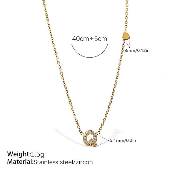 316L Stainless Steel Letter Pendant Necklace Plated With 18K Gold Inlaid With Zircon Fashion Women's Necklace
